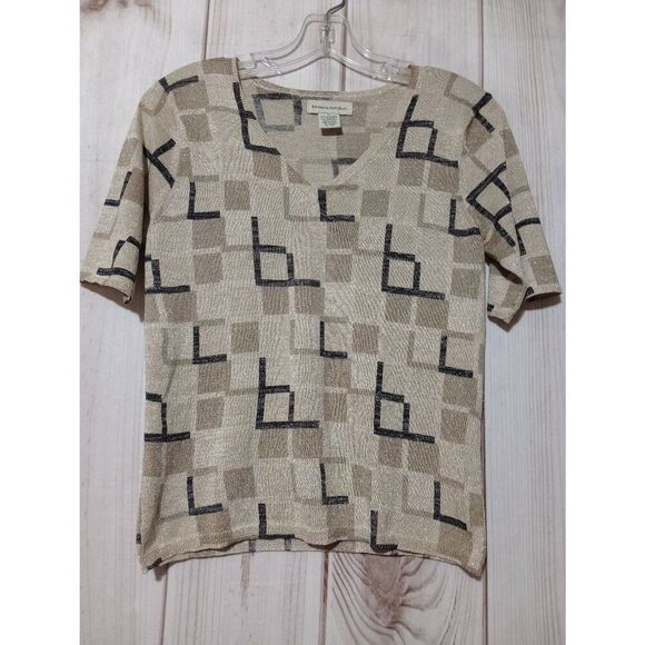 Banana Republic Sweater Ladies Medium Tan Silk Blend‎ Short Sleeve Light Weight - Picture 1 of 6